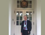 Professor Ken Vandevelde leaving the West Wing of the White House